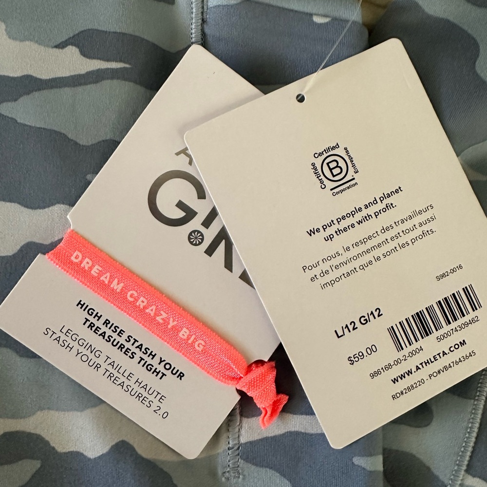 Athleta girl Stash your treasures tight gray camo high rise leggings P NWT - Picture 2 of 7